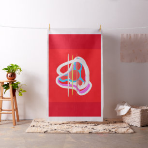 Hellrote ABSTRAKTE KUNST MODERNE PIPS UND TANGLES Stoff