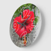 Hellrote Blume Große Wanduhr (Winkel)