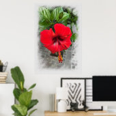 Hellrote Blume Poster (Heimbüro)