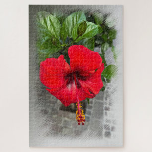 Hellrote Blume Puzzle