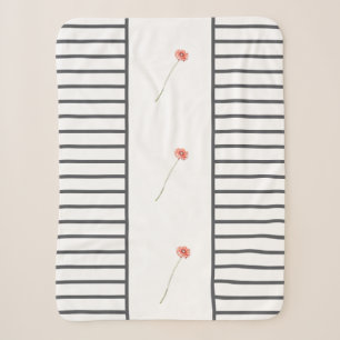 Hellrote Gerbera-Blume Graue Streifen Wurfdecke Sherpadecke