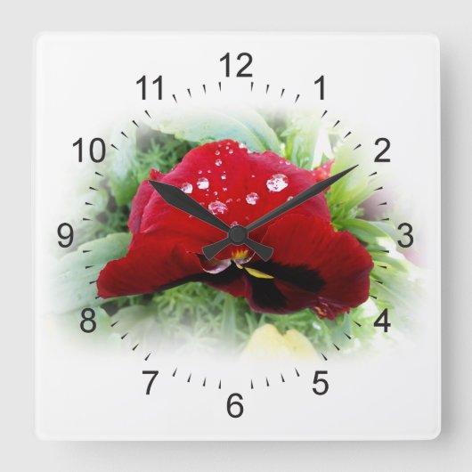 Hellrote Panik Quadratische Wanduhr (Vorderseite)