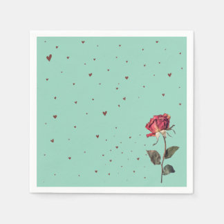 hellrote Rosen bedruckt Serviette