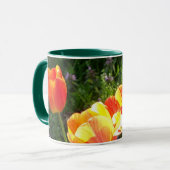 Hellrote und gelbe Tulpen Fotografie Tasse (Vorderseite Links)