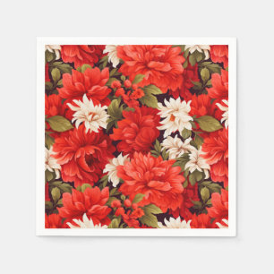 Hellrote und weiße Blume Serviette