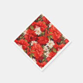 Hellrote und weiße Blume Serviette (Ecke)