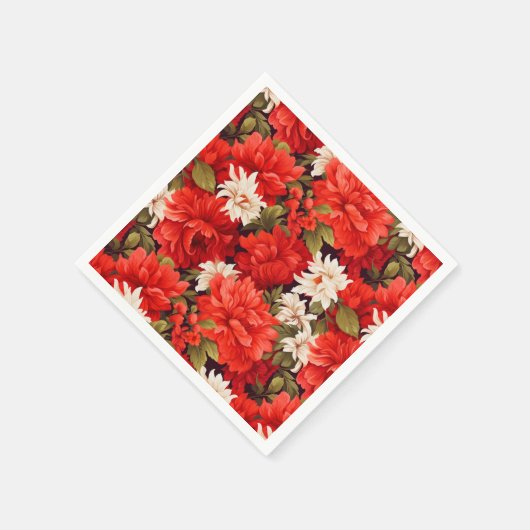Hellrote und weiße Blume Serviette (Ecke)
