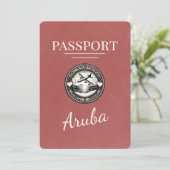 Hellroter Aruba Reisepass Save The Date (Stehend Vorderseite)