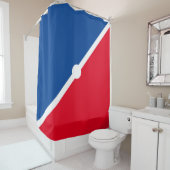 Hellroter, blau-weißer Diagonalblock Duschvorhang (Beispiel)