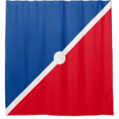 Hellroter, blau-weißer Diagonalblock Duschvorhang (Vorderseite)