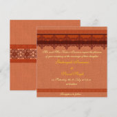 Hellroter Brokat Hindu Hochzeit Einladung (Vorne/Hinten)