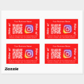 Hellroter Firmenname qr Code Instagram Rechteckiger Aufkleber (Blatt)
