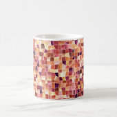 Hellroter, gelber Vintager Hintergrund mit rechtec Kaffeetasse (Mittel)