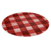 Hellroter Gingham: nahe Textur. Schneidebrett (Ecke)