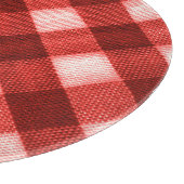Hellroter Gingham: nahe Textur. Schneidebrett (Ecke)
