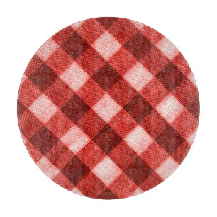 Hellroter Gingham: nahe Textur. Schneidebrett