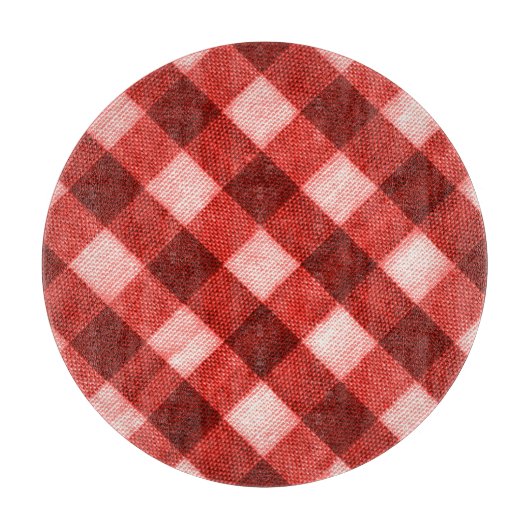 Hellroter Gingham: nahe Textur. Schneidebrett (Vorderseite)