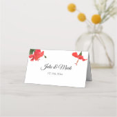 Hellroter Hibiskus Klappende Platzkarte (Rückseite)