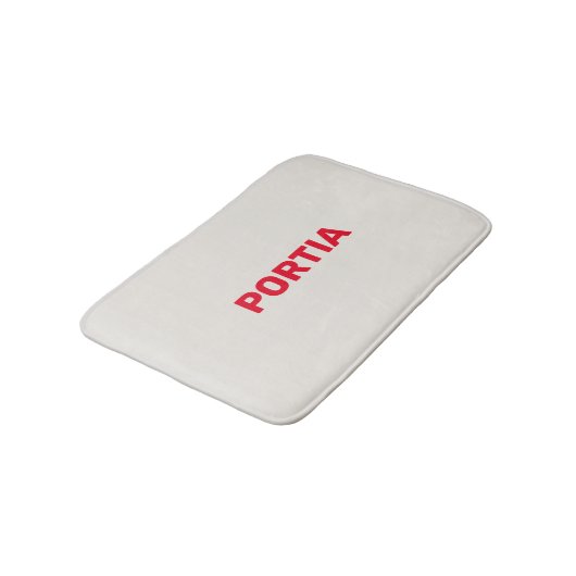 Hellroter individuelle Name schlicht grau Badematte (Schrägansicht)