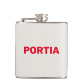 Hellroter individuelle Name schlicht grau Flachmann (Vorderseite)