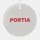Hellroter individuelle Name schlicht grau Ornament Aus Glas (Vorderseite)