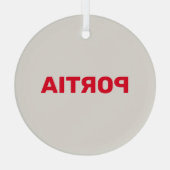 Hellroter individuelle Name schlicht grau Ornament Aus Glas (Rückseite)