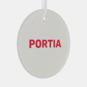 Hellroter individuelle Name schlicht grau Ornament Aus Glas (Vorderseite Rechts)