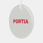 Hellroter individuelle Name schlicht grau Ornament Aus Glas (Vorderseite links)