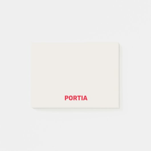 Hellroter individuelle Name schlicht grau Post-it Klebezettel (Vorderseite)