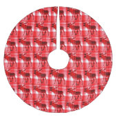 Hellroter karierter Elchröcke Polyester Weihnachtsbaumdecke (Vorderseite)