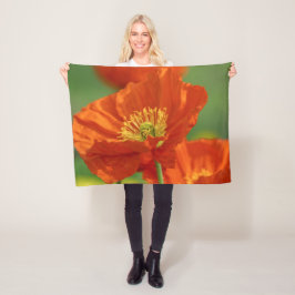 Hellroter Mohn Fleecedecke