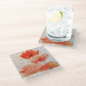 Hellroter Pfeffer Blume Glasuntersetzer (Schrägansicht)