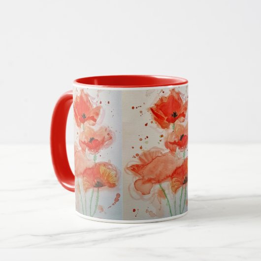 Hellroter Pfeffer Blume Tasse (Vorderseite Links)