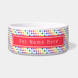 Hellroter Regenbogen Polka Dots Personalisiert Napf