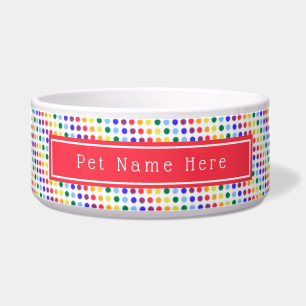 Hellroter Regenbogen Polka Dots Personalisiert Napf