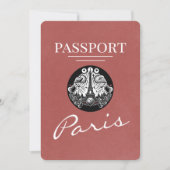 Hellroter Reisepass Paris Save The Date (Vorderseite)