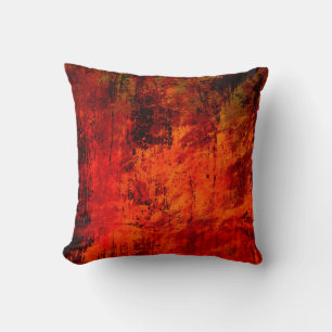 Hellroter, schmutziger, schwarzer Hintergrund. Hal Kissen