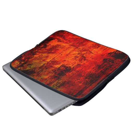 Hellroter, schmutziger, schwarzer Hintergrund. Hal Laptopschutzhülle (Vorne Knopf)