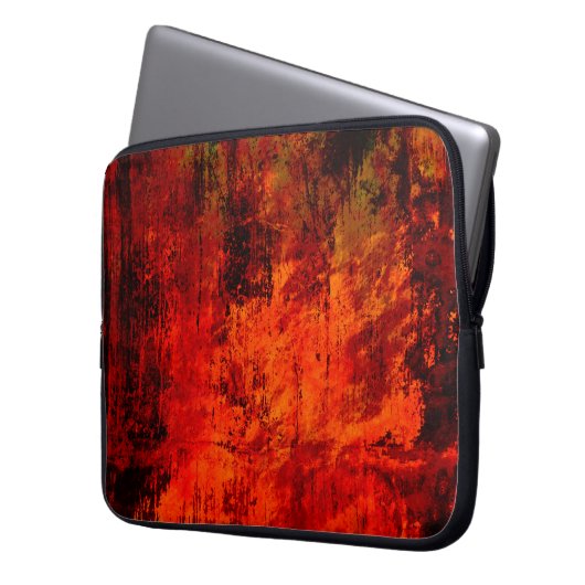 Hellroter, schmutziger, schwarzer Hintergrund. Hal Laptopschutzhülle (Vorderseite Links)