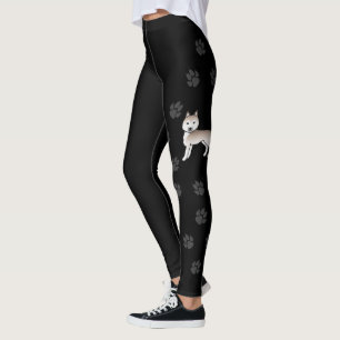 Hellroter Siberian Husky Cartoon-Hund & Pfoten Leggings