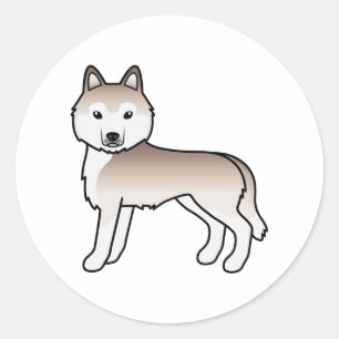 Hellroter Siberian Husky Süßer Cartoon-Hund Runder Aufkleber