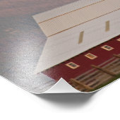 Hellroter Stall gegen Missionsgebirge in Fotodruck (Ecke)