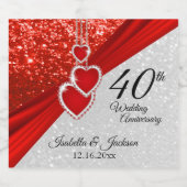 Hellroter und weißer Glitzer Bierflaschenetikett (Einzelnes Label)