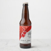 Hellroter und weißer Glitzer Bierflaschenetikett (Vorderseite)