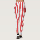 Hellroter und weißer Streifen Leggings (Rückseite)