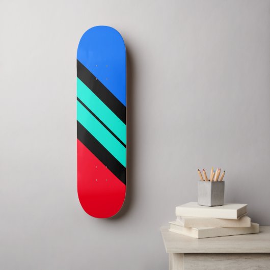 Hellrotes blaues Aqua Skateboard (Wandkunst)