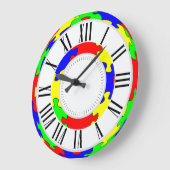Hellrotes, blaues, grünes und gelbes Puzzle Große Wanduhr (Winkel)