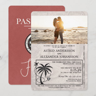 Hellrotes Florida-Reisepass-Hochzeitseinladung Einladung