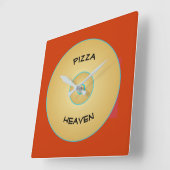 Hellrotes Gelb mit Pizza Text > Uhren (Winkel)