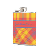 Hellrotes Gelb und Kariertes Blau Flachmann (Links)